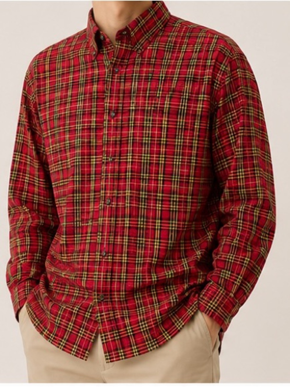 Jos. A. Bank Red and Yellow Plaid Button-Down Shirt